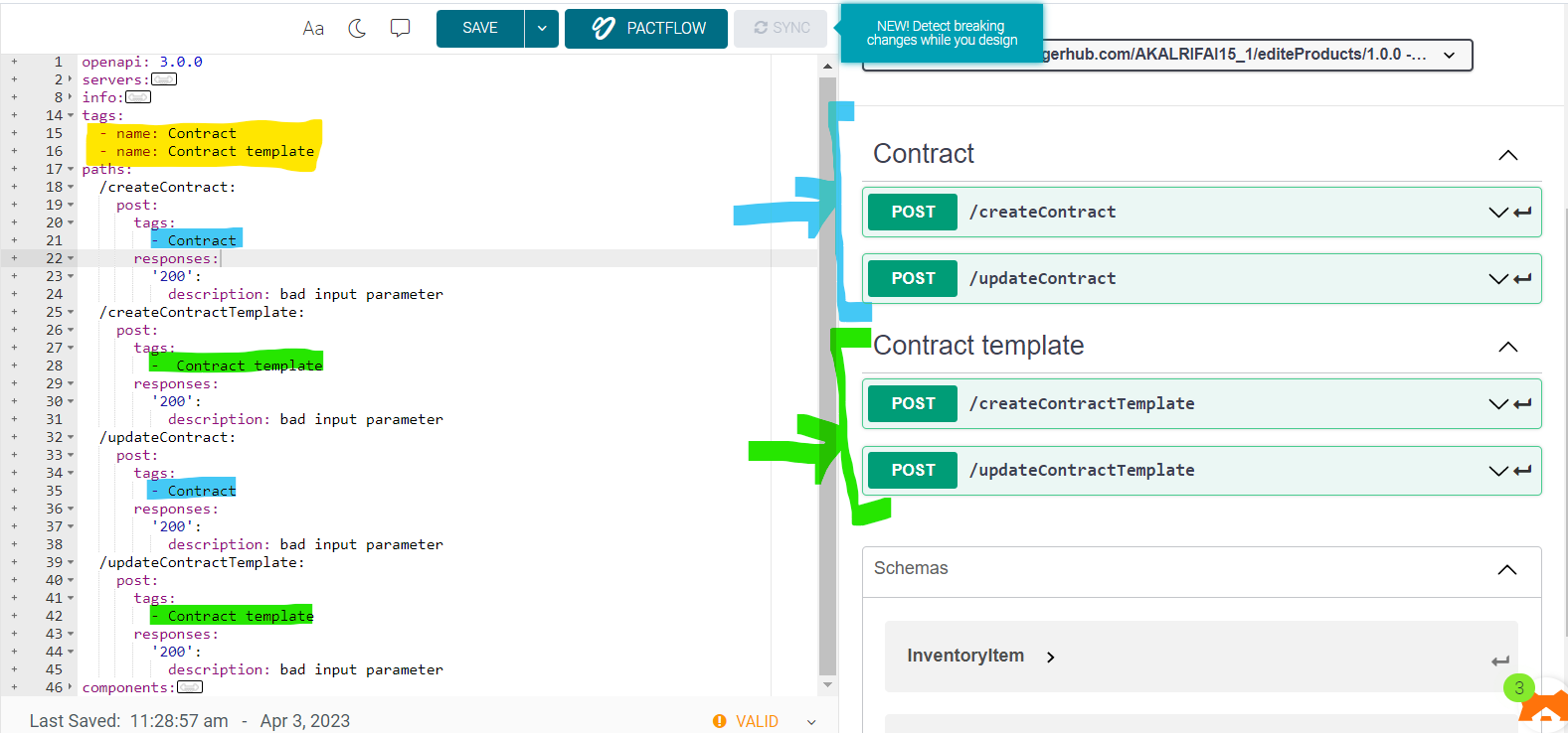 screenshot from swagger website