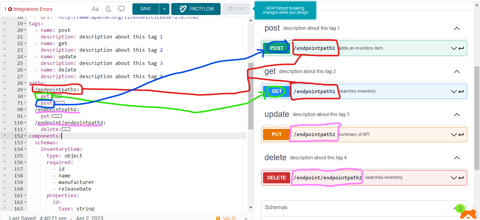 screenshot from swagger website