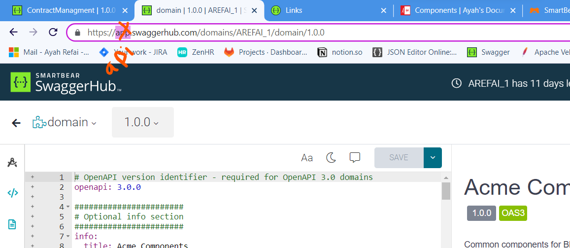 screenshot from swagger website