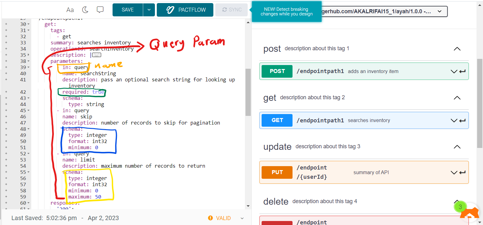 screenshot from swagger website