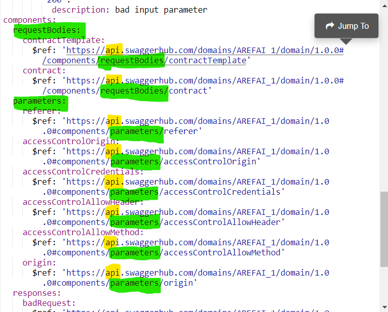 screenshot from swagger website